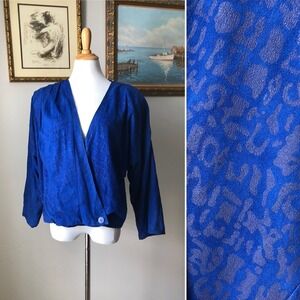 Denim in Pelle vintage Italian royal blue embossed suede leather jacket, 1980
